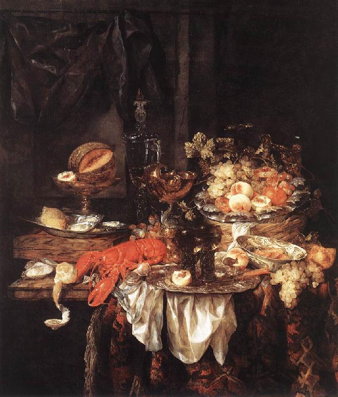 BEYEREN, Abraham van Banquet Still-Life with a Mouse fdg